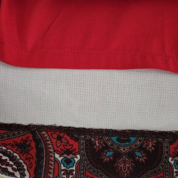 NWT Talbots Paisley Knee Length Red Opulent Side Button Detail Slit Skirt Sz 2P - Picture 9 of 12